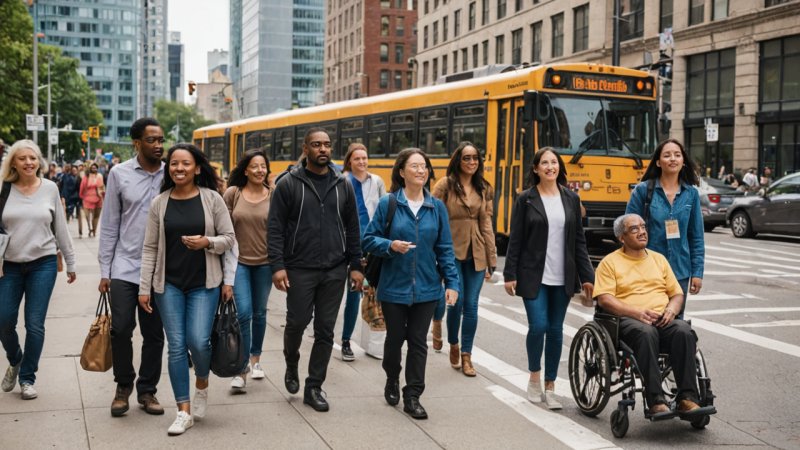 public transportation, community accessibility, advocacy, community service, social justice, local organizations, environmental benefits, economic growth